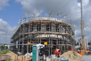 Das neue Firmengebäude nimmt langsam Form an.